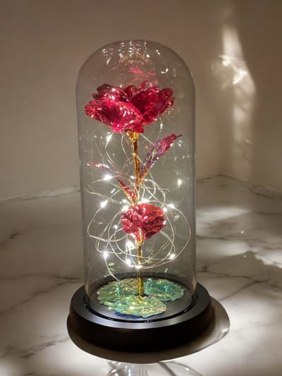 Nina's Giftshop® Rode Galaxy Roos in Glazen Stolp met LED - Eeuwige Roos - Valentijn Cadeau - Kerstcadeau voor Haar