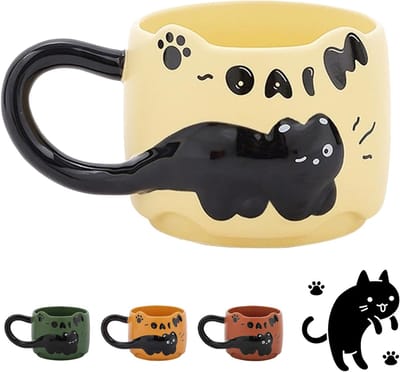 Beige Kattenmok voor Dierenliefhebbers - Unieke Keramische Mokken voor Koffie, Thee en Cadeaus