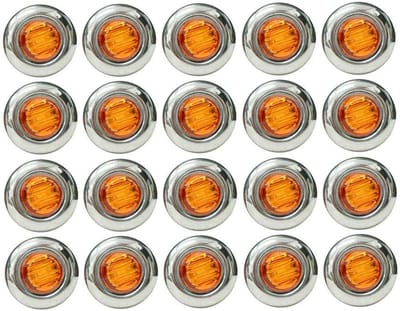 20 Stuks 12-24V LED Zijmarkeringslichten voor Vrachtwagens en Trailers, Universele Ronde Achterlichten, Gele Verlichting voor Veiligheid en Zichtbaarheid
