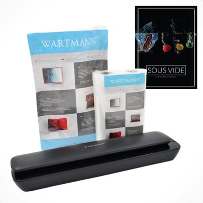Wartmann 1507sl - vacumeermachine - 50 st. vacuumzakken (20*30cm) - 2 st. Vacuumrollen (20*600 cm) - Complete Vacuümsealer Set - Incl. Digitaal Handboek
