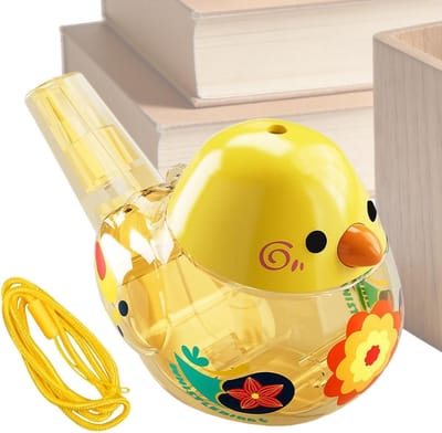 Waterfluit Speelgoed - Muziekinstrument - Vogelgeluiden Nabootsen - Realistische Imitatie - 9.5x6x6 cm - Geel