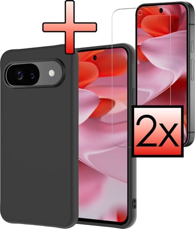 Hoesje - Met 2x Screenprotector - Geschikt voor Google Pixel 10 - Sterk & Shockproof - Back Cover - Siliconen Case - Telefoon Hoes - Zwart