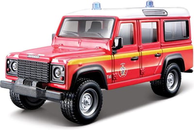Bburago Land Rover Defender - Modelauto - Schaal 1:50 - Rood/Wit/Geel