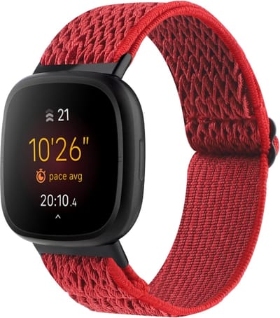 Nylon bandje - geschikt voor Fitbit Versa 4 / Sense 2 - rood