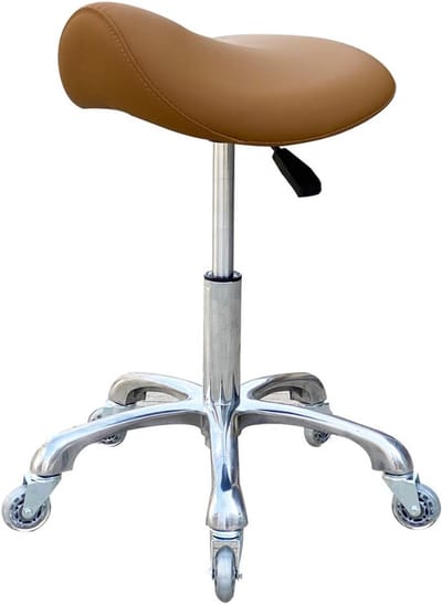 DailySupplies® Zadelkruk op Wielen - Kapperskruk Ergonomisch - Tabouret - Kameel
