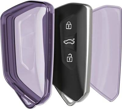kwmobile autosleutel hoesje geschikt voor VW Golf 8 3-knops autosleutel - Autosleutel behuizing van TPU - Transparant in paars / transparant