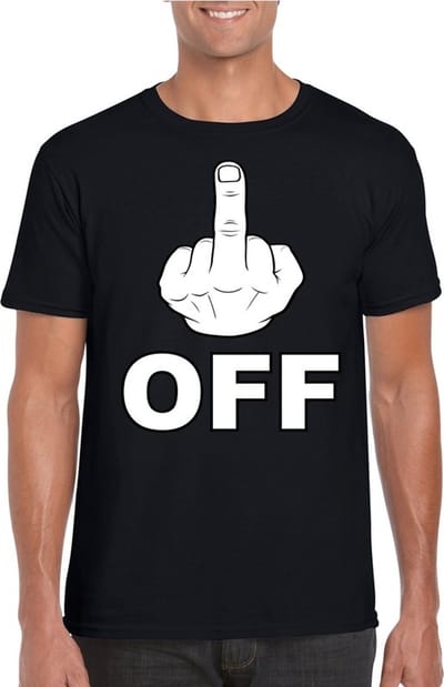 Fuck off t-shirt zwart - heren - katoen S