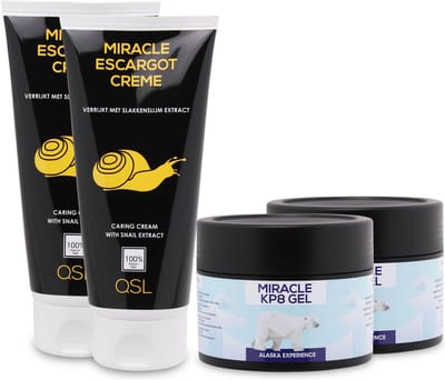 QSL | Miracle Escargot - Nr 1. Slakkencrème - 2 x 200ml - Miracle KP8 Gel 2 x 250ml - Spier en Gewrichtsgel - Combideal