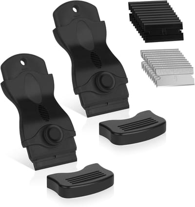 Set van 2 Schrapers voor Keramische Hobs met 20 RVS en Plastic Bladen, Keuken Schraper Set voor Keramische en Glazen Oppervlakken