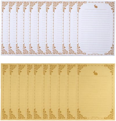 Dailygoods- Briefpapier A5 - Vintage Briefpapier - 20 Vellen - Houten/Witte Kleur - Hazenmotief - Hoogwaardige Ontwerp - Schrijfpapier