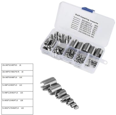 Store_7 - Zelftappende draad - Draadversterking - Set van 50 stuks - Roestvrij staal zilver - Draadreparatie - Voor kunststof en koper