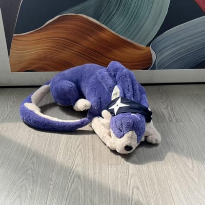 Monster Hunter Rise Palamute Gark Pluche Speelgoed Zacht Pluizig Reusachtige Slapende Hond Knuffeldier Kussen Schattig Spelkarakter Pluche 60cm blue