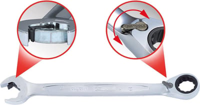Ratelringsteeksleutelset met omschakelbare ratelfunctie 14mm - DUO GEARplus - professionele kwaliteit