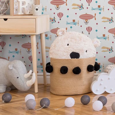 DIEREN IN VLIEGTUIGEN EN ZEPPELIN BEHANG | Kinderkamer - bont rood blauw beige wit - A.S. Création Little Love