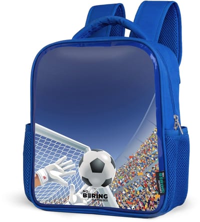 NoBoringSuitcases.com® - Rugzak blauw - Schooltas jongens - Keeper die een voetbal tegenhoud - Kinder rugtas jongen - Boekentas kind - Kinderrugzak voor school - Schoolrugzak