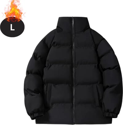 Livano Winterjas - Parka - Heren - Winter - Fleecejas - Volwassen - Stijlvol - Gewatteerde Jas - Zwart - L