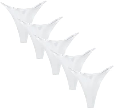 Emilie collection - ondergoed - string – Set van 5 - Minimalistische met Smalle Band – wit
