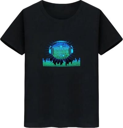 LED T-shirt - Equalizer - Zwart - Koptelefoon Bal - Maat XXXL