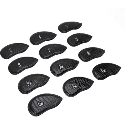 12 Stuks Golfclubhoes PU Klittenbandsluiting Soepeler Aanvoelend Veilige Pasvorm Draagbare Golf IJzerhoes black
