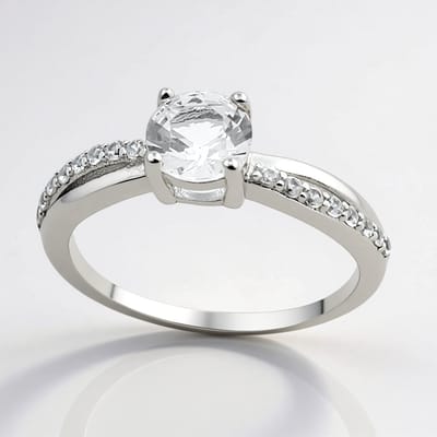 Cavill - Zilveren Ring - 925 Sterling Zilver - 0,693 ct Danburiet Ronde Briljant - 16 Zirkonen 0,216 ct - Modieus en Elegant Sieraad