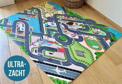 Mats & Joy® City Auto Speelmat 110x170cm - Fluweelzacht - Anti-slip - Wasbaar - Groot Auto Speeltapijt Kinderen - Speelkleed Baby - Autokleed