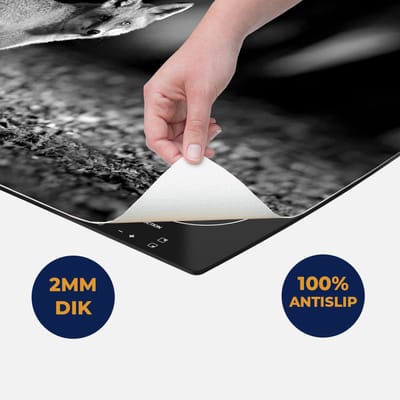 Chefcare Inductie Beschermer Vos in het Herfstbos - Zwart Wit - 60x50 cm - Afdekplaat Inductie - Kookplaat Beschermer - Inductie Mat