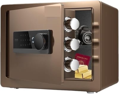 kluizen Vingerafdruk Home Safe Kleine digitale verborgen kluis met touchscreen toetsenbord Dubbel alarmsysteem for kantoor kluis(Brown)