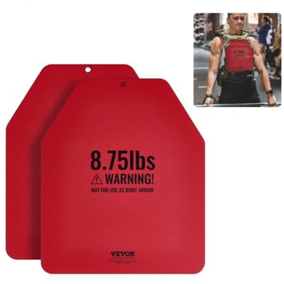 VEVOR Gewichtsschijven voor Gewichtvesten 8 kg Set (2 x 4 kg), Platte Gewichtsschijven voor Gewichtvesten voor WODs & Functionele Training, Ergonomisch Extra Gewicht voor Krachttraining, Hardlopen en Fitness, Rood