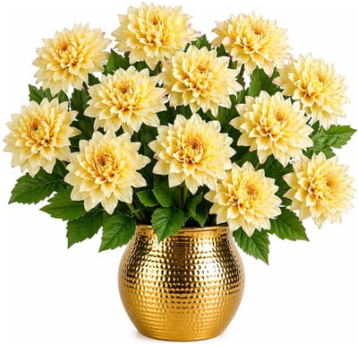 Mica Decorations Kunstbloem Dahlia Artistic - 10x - H74 cm - geel - kunststof - stelen kunstbloemen - boeket - bloemetjes