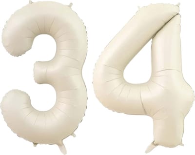 Cijfer Ballonnen Ballon Cijfer 34 Verjaardag Versiering Feest Helium Ballonnen Cijferballon Folieballon Wit Xl Formaat