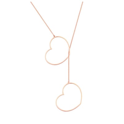 Ketting met twee harten | rosekleurig | AG925