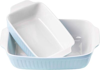Serie Kitchen Time rechthoekige ovenvormen in set van 2 vierkante ovenvormen - ideaal voor lasagne - kras- en snijbestendig keramiek - 33 x 24 x 8 cm / 255 x 16 x 7 cm - blauw