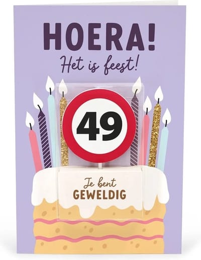 Verjaardagskaart met kaars | 49 jaar | Je bent geweldig