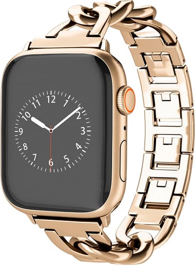 By Qubix - Geschikt voor Apple Watch bandje - Metalen quick-release ketting band - Rosé / champagne goud - Geschikt voor Apple watch 38mm / 40mm / 41mm / 42mm