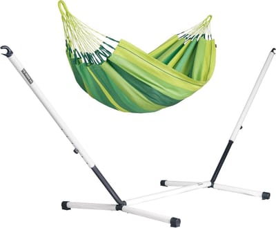 Hangmat met standaard - Dubbele hangmat - Buiten ontspannen - Biologisch katoen - 2 meter lang - Jungle