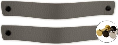 Leren handgrepen - Grijs - 2 stuks - 20,0 x 2,5 cm - incl. 3 kleuren schroeven - Grijze handgrepen leer - Leren meubelgreep - Leren handvaten kast - Leren lus - Handgreep kast leer - Leren greepjes - Handvat leer - Leren deurgreep - Leren handgreep