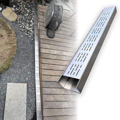 Afvoergootset voor buiten - Afvoersysteem met rooster - Wateroverlast voorkomen - Hoog draagvermogen - 100 cm lang - Metaal