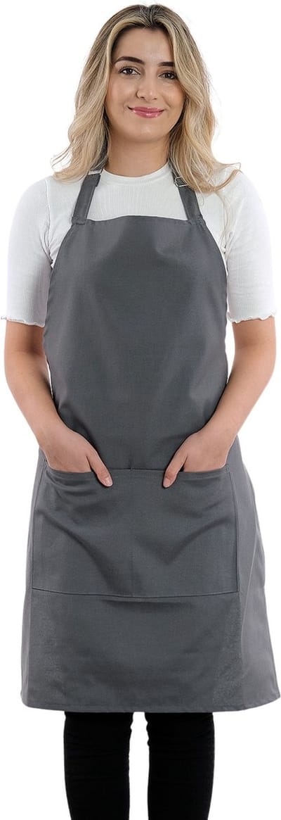 Simple Keukenschort Zilver Professioneel Verstelbaar Keukenschort dames Horecakwaliteit keukenschort vrouw One Size Schort
