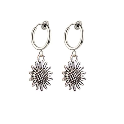 Klem oorbellen -zilverkleur -zonnebloem-geen gaatje-Charme Bijoux