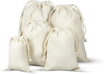 Katoenen Tasjes - Zakjes met trekkoord - Cadeauverpakking - Biologisch GOTS-gecertificeerd - 10x15cm - Natuurlijk