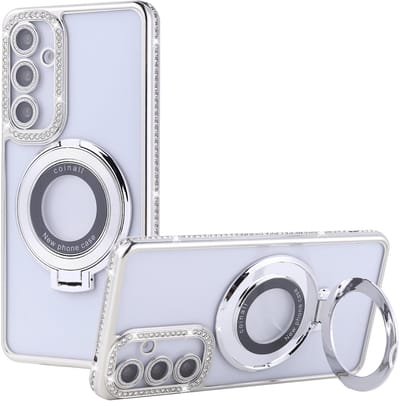 Hoesje Geschikt voor Samsung Galaxy S25 / S24 Magsafe hoesje Zliver - Lens beschermer ring Luxury Bling Sparkly Diamond backcover
