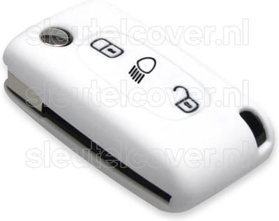 Autosleutel Hoesje geschikt voor Peugeot - SleutelCover - Silicone Autosleutel Cover - Sleutelhoesje Wit