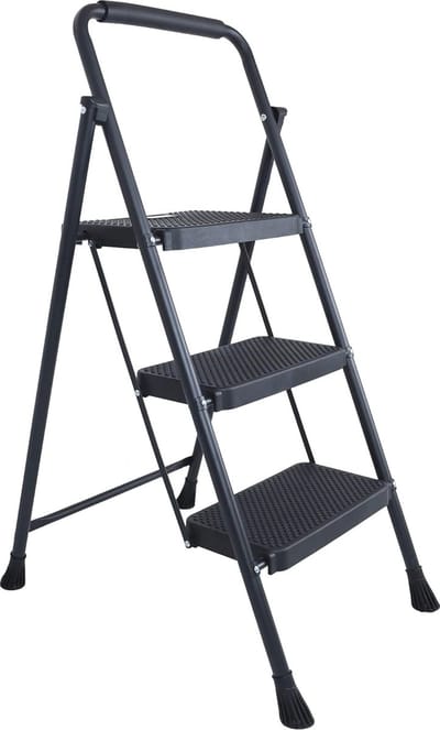 SnelShoppen - Opvouwbare Opstapkruk met Antislip Pedaal, Stevige Stalen Ladder tot 330 kg, 3-traps, Ideaal voor Keuken, Tuin, Camping, Feest