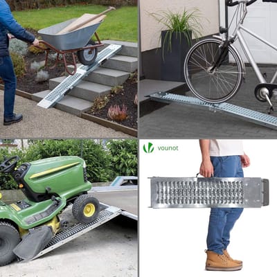 Opvouwbare Oprijplaten voor Motoren en Tuinmachines - Max. 400 kg Laadcapaciteit, 180 x 23 x 4,5 cm