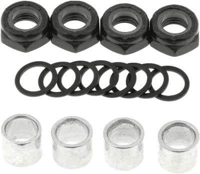 Skateboard Onderdelen - Truck Set - Onderhoud en Reparatie - Aluminium Legering - 8 Delig - Zwart