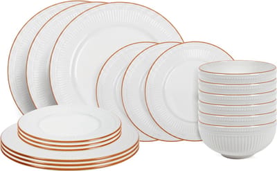 Serviesset Stratton 18-delig / 6 personen - 6 dinerborden, 6 ontbijtborden en 6 kommen