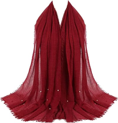 Dames Sjaal - Accessoire - Mode - Parel en Plooi - 95 x 180 cm - Wit