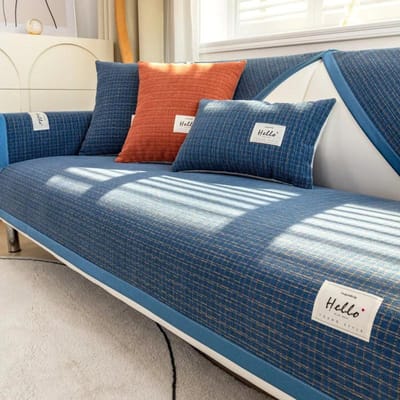 Chenille Bankhoes Kleine Ruit Modern Woonkamer Antislip Combinatie Bank Kussenhoes Volledige Hoes Meubilair Stofbescherming 70x70cm 1pcs