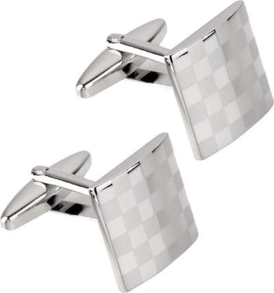 Fako Bijoux - Manchetknopen - Blokjes - Mat/Glans - Zilverkleurig