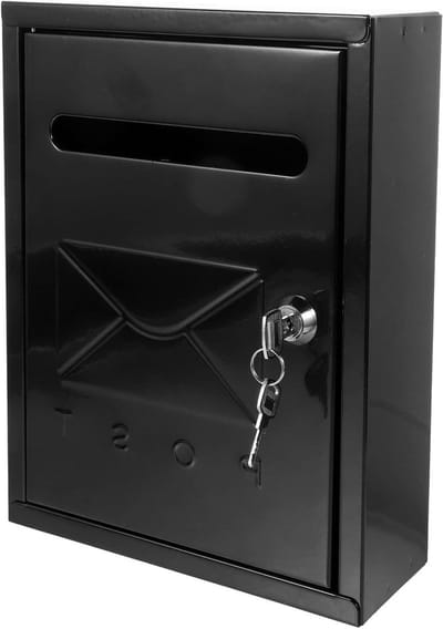 Brievenbus Met Slot - Wandbrievenbus Buiten - Post Ontvangen - Robuust Ijzeren Plaat - 30x21.7cm - Zwart